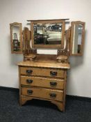 An Edwardian satin walnut dressing chest
