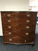 A Victorian mahogany bow-fronted five drawer chest
