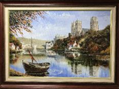 Dallas K Taylor : Durham Cathedral, oil on board, signed, framed.