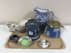 A tray of four pieces of Maling china, Ringtons water jug,
