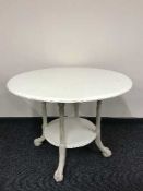 A painted centre table on claw & ball feet
