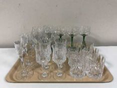A tray of lead crystal drinking glasses - pair of Edinburgh Crystal candlesticks etc