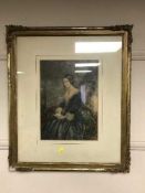 Two George Baxter oil based prints in gilt frames (2)