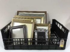 A box assorted framed pictures and prints, photo frames,