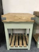 A painted pine butcher's block