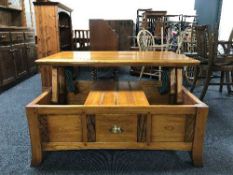 A pine lift top coffee table