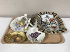 A tray of Lossol ware bowl, 20th century Chinese cup and saucer, hand painted Royal Doulton plate,