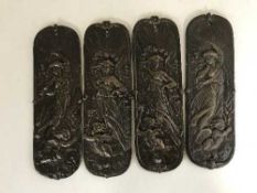 Four cast metal finger plates