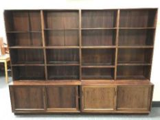 A twin section rosewood bookcase