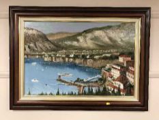Dallas Taylor : Continental harbour scene, oil on board, signed.