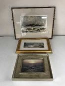 A stained leaded glass cushion mirror,