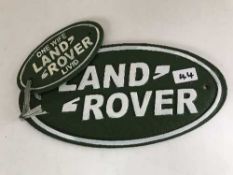 Two oval cast metal signs - Landrover