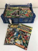 Approximately eighty mid 20th century and later Marvel comics - Iron Man, Hulk, Spider Woman,