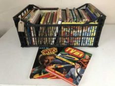 A box of mid 20th century and later books and annuals - Thunder birds, Joe 90, Lady Penelope,