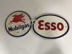 Two cast metal advertising signs - Esso and Mobil