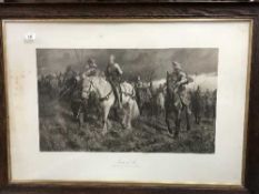 A large monochrome print ' Joan of Arc ',