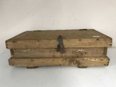 An antique pine storage box