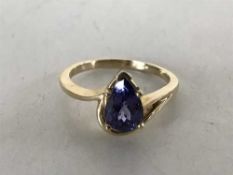 A 14ct gold tanzanite set ring