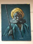 Leighton-Jones : Matador, oil on board, together with a portrait of a bearded man, signed.