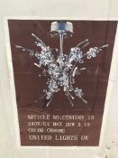 A chrome and glass chandelier