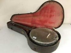 An early 20th century Windsor of Birmingham banjo in original case