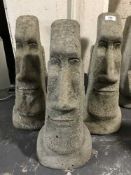 Three garden ornaments - Easter Island heads