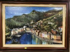 Dallas Taylor : Portofino, oil on board, together with a colour photograph of the location, signed.