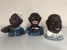 Three cast metal money banks