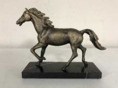 A cast metal figure - horse on marble base