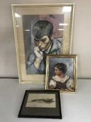 A gilt framed oil on canvas - still life signed Cunningham, oil canvas, antique pot Thomas G Hill,