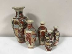 A group of Japanese Kutani ware vases