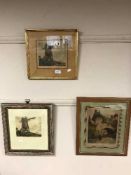 Alfred Joseph Auguste Van Neste (Belgian 1874-1969) : Windmill, etching in colours,