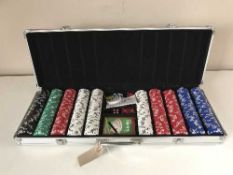 A poker chip set in aluminium case