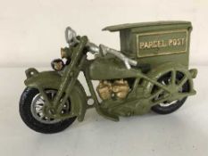 A cast metal Motorcycle and side car