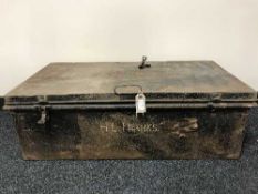 An antique tin trunk