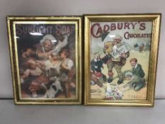 Two advertisements - Cadbury's Chocolate and Sunlight Soap