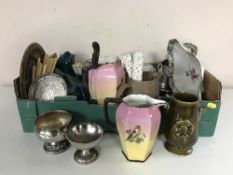 A box of early 20th century potter jugs, Crown Devon bowl,