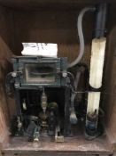 A pine cabinet containing Casella of London slit sampler for airborne bacteria