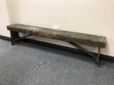 A pine school bench