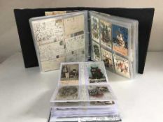 Two albums of greetings cards, postcards,