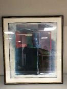 A framed print of a crow, three prints,