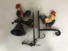 Two cast metal wall brackets - Cockerel