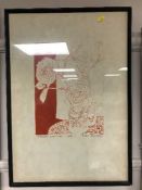 John Brunsden : Summer Sunshine, linocut in colours, signed in pencil, numbered 3/100.