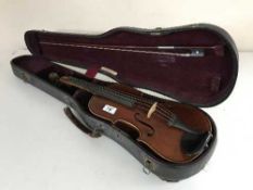 A German violin circa 1900, with one-piece back, in a W. E.