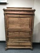 A late 19th century pine secretaire chest