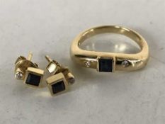 An 18ct gold sapphire and diamond set ring,