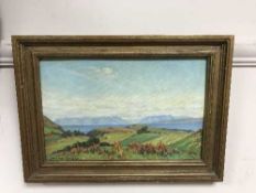 Howard Barron : North Rhum and Eigg, oil on panel, signed, 19 cm x 29 cm, framed.