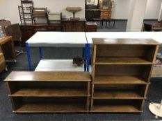 Two stained pine stacking bookcases