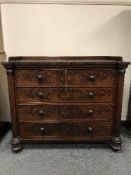 A William IV mahogany chest of five drawers,