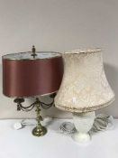 A pair of table lamps, a Wedgwood Etruria table lamp,